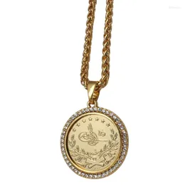 Подвесные ожерелья ZKD Ислам Арабская монета Золотая Цвет Турция Монеты Хрустальное ожерелье Мусульманские османские украшения