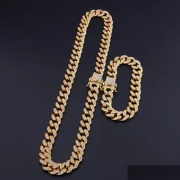 チェーン1M 16-30インチHiphop Bling Jewelry Men Iced Out Chain Necklace Gold Sier Miami Cuban Link Chains176Z Drop Delivery 2021 Neck Dhiej