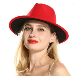 Berets wełniany szeroki rdzeń poczuł kapitańca europa formalny kapelusz mężczyźni kobiety czarny czerwony patchwork miękki jazz panama fedora hats chevalier