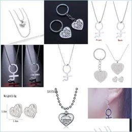Pendant Necklaces Stainless Steel Female Symbol Girls Crush Choker Heart Pendant Necklace Women Unif Heavy Gothic Streetwear Jewelry Dhsqr