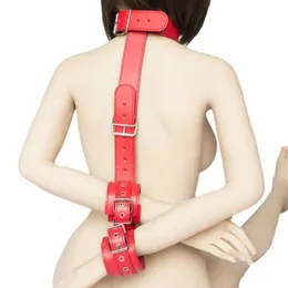 Massager bondage Toys Women Leather Back Handcuffs Straps Bdsm Bondage Restraint Slave Discipline Belt Adult Sex Toy for Couple Erotic Accessories