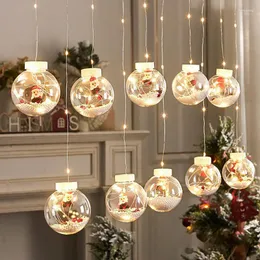 Julekorationer 220V 3M LED -gardinstr￤ngsljus Boll Santa Claus ￅr 2022 Dekorationsljus f￶r hem Xmas Navidad Tree