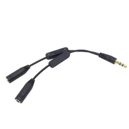 Headphone Adapter Cable 3.5mm Stereo Male to Double 3.5 MM Female Audio Earphone Y Splitter Cables with Volume Control