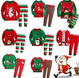 Crianças Família Pijamas de Natal Conjunto Crianças Crianças Meninas Elk Roupas de Sleep Roupas de menino desenho animado PJS de manga longa PJS