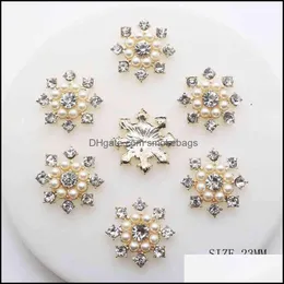 Konst och hantverk Nya 10st 2m Round Alloy Diy Jewelry Accsori Rhinton Pearl Wedding Pedtal Embellishments Caps Decoration Drop Deliver Otud3