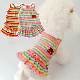犬のアパレルプリンセスドレス小さな服犬の猫スカート春夏、かなり普遍的な甘い色ストライプかわいい