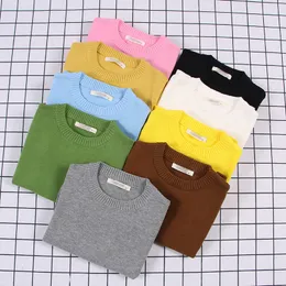 New Spring Kids Pullovers Tops Baby Boys Girls Pure Color Sweaters Autumn Kids Sweater Knitted Bottoming 20221014 E3