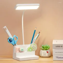Lámparas de mesa lámpara de escritorio recargable Usb Led para estudio de oficina lectura luces nocturnas con función de soporte de teléfono de pluma