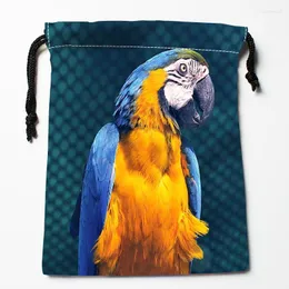 Storage Bags Custom Parrot Drawstring Wedding Party Christmas Gift Pouches Packing 18x22cm Satin Fabric Bag 1009