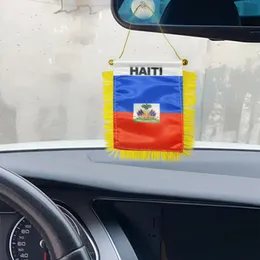 Haiti Fringy Window Hanging Flag 10x15 cm Double Sided Mini Haiti Exchange Flags with Suction Cup for Home Office Door Decor