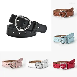 Belts Heart Shape Hole Hollow Women Children Belt Peach Buckle Love Eyelet Grommet Waist Faux Leather Solid ColorBelts