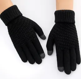 10pcs autumn winter Ladies' twine and fleece gloves man Outdoor Solid wool knitting WOMAN fashion Five Fingers Glove s Rice touch screen knit gloves