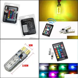 Car Bulbs 12V 6Smd T10 Rgb 16Colors Controller Silica Gel Clearance Lights Led Bb Lamp Light For Car Drop Delivery 2022 Mobiles Motor Dhumq