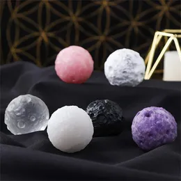 Rose Quartz Healing Crystal Moon Meteorite Modelo Ornamentos naturais Chakra Crystals Ball
