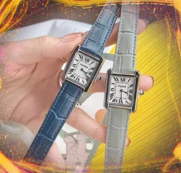 Женские квадратные римские маленькие циферблаты часы 31 -мм кварцевая батарея Япония Движение на искренний кожаный ремень серии Vintage Chain Bracelet Оптовые цены подарки.