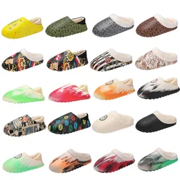 Cotton Slippers Winter Warm Shoes Women's Shoes Vegan Cartoon Colorful Rubbed Color Graffiti Plush Indoor Outdoor Couple Model Multiple Sizes 36-47