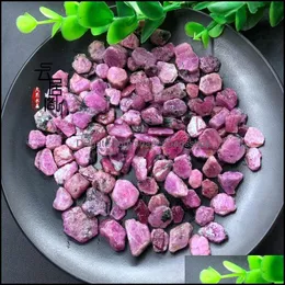 Konst och hantverk Natural Red Corundum Arts and Crafts Rough Crystal Bare Stone Jewelry Purple Exempel Halsbandsarmband 24AJ Q2 Drop Otk7n