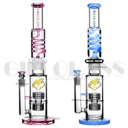 17 Zoll Glycerin Freezable Coil Shisha Bong Tubeg Double Matrix Perc Bongs Glas Wasserpfeife zum Rauchen Bauen Sie einen Bubbler mit Quarznagel