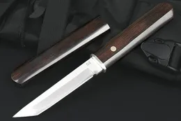 Promotion M6681 Survival Straight Knife D2 Tanto Point Satin Blade Ebony mit Stahlkopfgriff, feststehende Klinge, taktische Messer inklusive Holzscheide