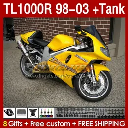 スズキTL-1000のタンクフェアリング1000 R 1000R SRAD 1998 1998 1999 2000 2001 2002 2003ボディワーク162NO.83 TL-1000R TL1000 R 98-03 TL1000R 98 99 00 01 02 03フェアリングイエローストック