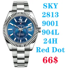 NF DR Luxury Mens Female Sports Watch Sky Dwell Red Dot 24H ETA 9001 Automatic Mechanical Multifunction Watch 904L Watches Dual Time Zone Luminous Waterproof 3269