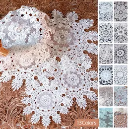 Table Mats Flower Lace Round Embroidery Place Mat Christmas Year Pad Napkin Placemat Cup Dish Navidad Doily Kitchen