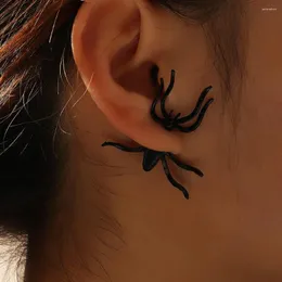 Brincos de garanhão Moda 3d Creepy Black Spider Funny Unique Punk Party Jewelry For Mull Men Halloween Presentes de Natal Bijoux