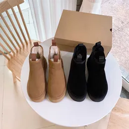 Mini Neumel Platform Chelsea Boot Tasarımcısı Kadın Kış Ayak Bileği Avustralya Kar Botları Kalın Alt Alt Deri Sıcak Wgg Kalıplı Kökuş