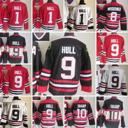 1926-1999 영화 레트로 CCM 아이스 하키 저지 자수 9 Bobby Hull 1 Glenn Hall 10 Patrick Sharp 8 Bill Mosienko 38 Ryan Hartman 61 Stanleycup 빈티지 유니폼