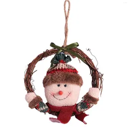 Weihnachtsdekorationen Girlande Puppe Rattan hängende Verzierung mit Plüsch Santa Schneemann Design Anhänger Home Party Dekor Lieferungen für HFing