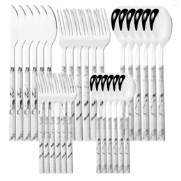 Geschirr-Sets, 6/30-teilig, Messer, Gabel, Löffel, Besteck, Nachahmung von Holzgriff, Besteck-Set, Edelstahl, Geschirr, westliches Besteck