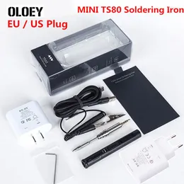 Original MINI TS80 Digital Soldering Iron Station QC3.0 USB Type-C OLED Programable STM32 Chip Tips Set Of Tools US EU Plug Kit