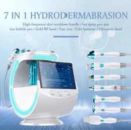 Mais novo 7 em 1 hydrafacials Intelligent Ice Blue RF Hydra Oxygen Jet Water Peeling máquina de beleza facial com análise de pele