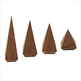 Sacchetti per gioielli Borse Sacchetti per gioielli Cono in legno naturale Porta anelli Porta anelli per dito Espositore Espositore Organizzatore Consegna di goccia 2 Dhc8M