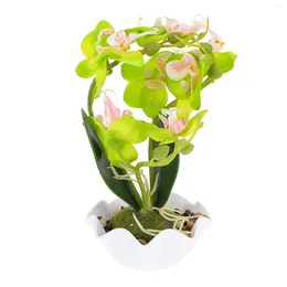 Decorative Flowers Artificial Phalaenopsis Faux Orchid Plant Arrangements In Pot Desktop Decoration