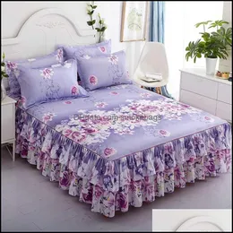 أوراق مجموعات 3pcs أسرة سرير مزدوجة تنورة سرير 2 مقعد ملعب ER Linen Pillowcase Cotton Edseet Prestort