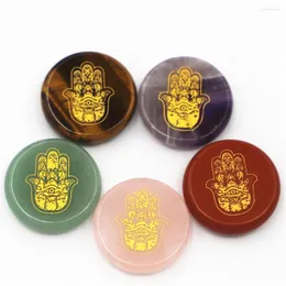 Naszyjniki wiszące 25 mm naturalne wzory rzeźbienia kryształów Jainizm Ręka Buddha Reiki Rune Kamienie Energy Hamsa Fatima Amulet Wykwintne ozdoby