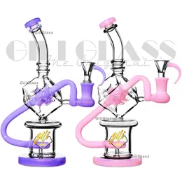 10 inches recycler hookahs New design colorful bong heady wax bongs dab rig quartz banger glass water pipe oil rigs glass pipes