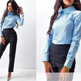 Herrar t shirts kvinnliga kontor lady tops v￥r mode l￥ng￤rmad smal vit chiffong blus skjorta femme blusa feminina casual bl￥