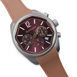 Спортивные мужские часы Octagon Japan Quartz Chronograph Корпус из нержавеющей стали коричневый лицо кожаное ремешок Montre de Luxe Начатые часы 41 мм