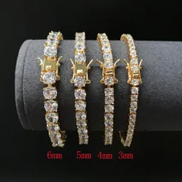 Gioielli di moda Bracciale tennis Bracciali firmati Catena d'oro Sier Diamante Zircone Acciaio inossidabile per uomo 3mm 4mm 5mm 6mm Catene da 7 pollici 8 pollici