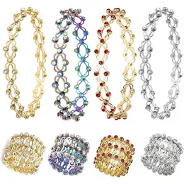 2 in 1 Magie Retractable Ring Armband Dehnbares Schnellfaltring Kristall Strassringe Armb￤nder f￼r Frauen Schmuck Geschenk