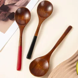Flatware Sets 1Pcs Wooden Spoon Soup Kitchen Cooking Catering Tea Honey Coffee Utensils Tool Tableware