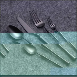 Dinnerware Sets Black Cutlery Set Stainless Steel Tableware 5 Pcs Dishwasher Safe Dinnerware Fork Knife Spoon For Wedding Flatware Dr Otqio