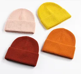 10pcs Spring Winter Woman Man Fall Pure Kolor Podwójny dzianinowy kapelusz z Hem Gilrs Fashion Vailies Skullie