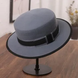 Beralar yün şapka patchwork fedora şapkaları kadınlar için unisex havalı güzel güzel kenar siyah