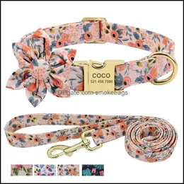 Collari per cani Guinzagli Collare per cani con incisione personalizzata con guinzaglio Collari identificativi stampati in nylon Cintura da passeggio per animali domestici per cani di taglia piccola e media Flusso Ot7Kw