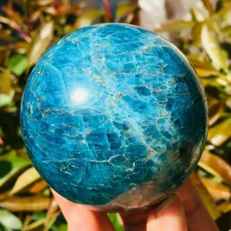 Statuette decorative Sfera di apatite blu naturale Sfera Cristallo di quarzo Minerale curativo