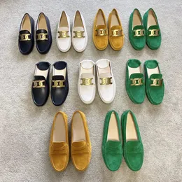 Kl￤nningskor Kvinnor l￤der metallkedja rund huvudklassisk sp￤nne flatshoes lyxdesigner lefu skor bekv￤ma utomhus casual loafers