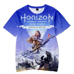 Camisetas masculinas 2022 Summer e camisetas de manga curta feminina Cosplay de roupas de rua 3D Cosplay Harajuku Horizon Zero Dawn